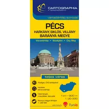 Cartographia-Pécs, Harkány, Siklós, Villány harta orașului (harta județului Baranya)-9789633526897