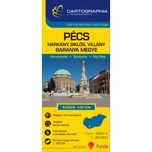 Cartographia-Pécs, Harkány, Siklós, Villány harta orașului (harta județului Baranya)-9789633526897