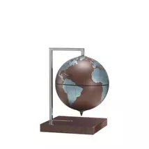 Cartographia - Glob pamantesc Zoffoli QUADRA LEATHER (maro - turcoaz), 22 cm - piele, otel inoxidabil