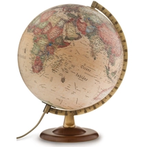 Cartographia-Glob pamantesc Antic, 30 cm - iluminat,  antic, talpa din lemn, meridian metalic (limba maghiara) - 5708017002868