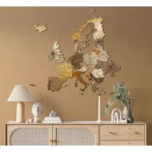 Cartographia - Harta Europa din lemn puzzle 3D – Harta de perete 3D - 110x108 cm - mix - engleza