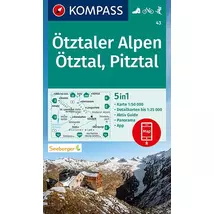 Cartographia-K 43 Ötztaler Alpen, Ötzal, Pitzal harta turistică-9783990449431