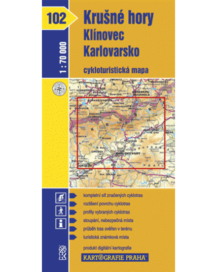 Cartographia-CM 102 Harta cicloturistică Munții Metaliferi, Klinovec, Karlovy Vary 9788070119006