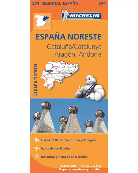 Cartographia-Spania harta regiunii:Aragon, Catalonia  574 - Michelin-9782067184251