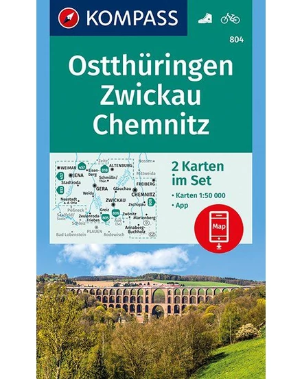 Cartographia-K 804 Türingia de Est, Zwickau, Chemnitz harta turistică-9783990444177