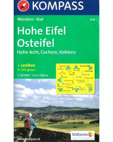 Cartographia-K 838 Hohe Eifel, Osteifel, Hohe Acht, Cochem, Koblenz harta turistică-9783854913634