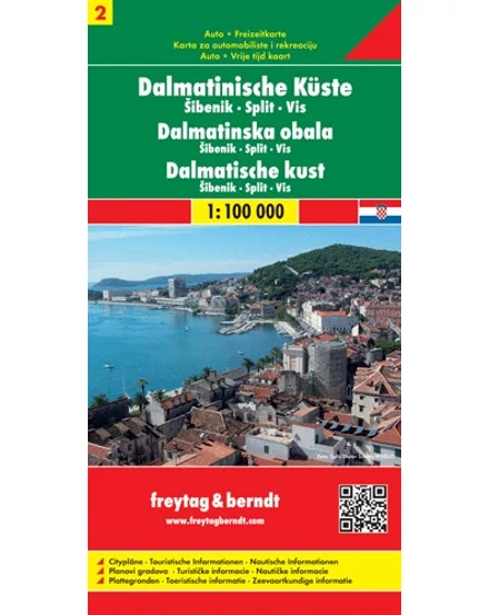 Cartographia-Coasta Dalmatiei 2 / Sibenik - Split - Vis harta (Freytag)-9783850849975