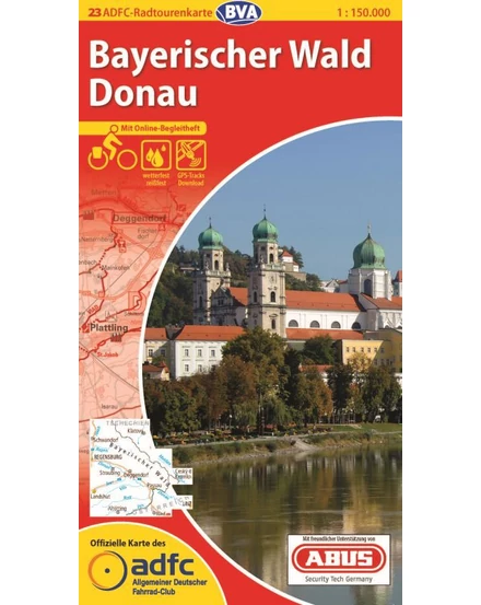 Cartographia-Pădurea Bavareză, Dunărea din Germania harta de ciclism-9783870736224