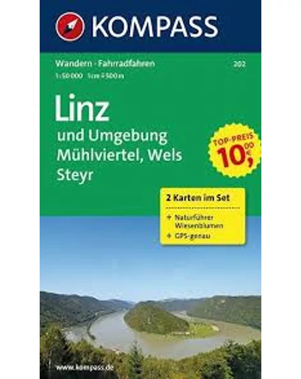 Cartographia-K 202 Linz și împrejurimi, Mühlviertel, Wels, Steyr harta turistică-9783854916550