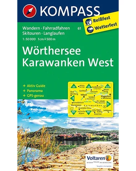 Cartographia-K 61 Lacul Wörthi / Karawanken Vest  harta turistică-9783850267069