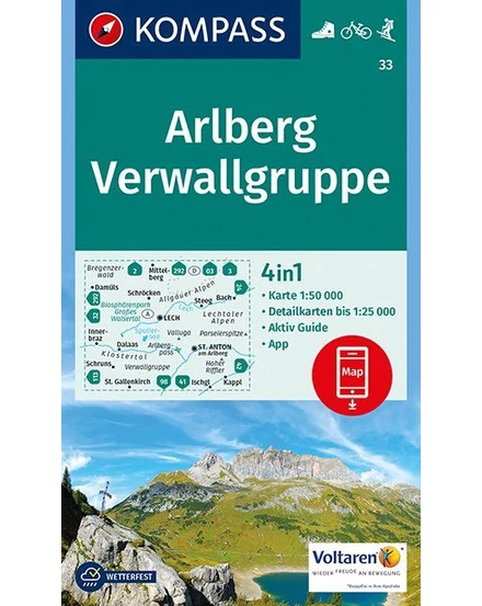 Cartographia-K 33 Arlberg, Verwallgruppe harta turistică-9783990443118