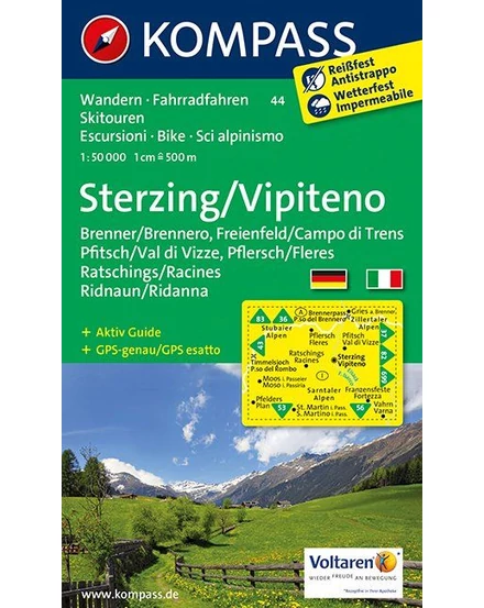 Cartographia-K 44 Sterzing / Vipiteno harta turistică-9783850266567