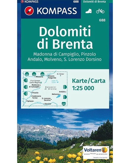 Cartographia-K 688 Dolomiții Brenta, Madonna di Campiglio, Andalo, Molveno harta turistică-9783990443323