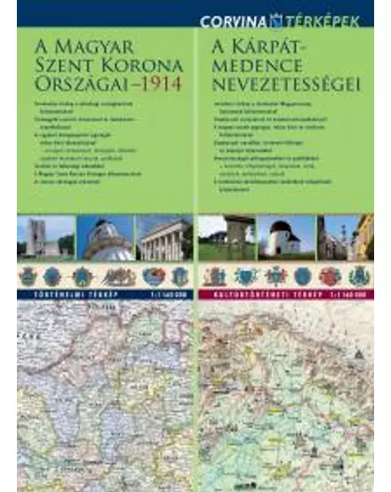 Cartographia-Țările Sfintei Coroane Ungare (1914) /  Obiective turistice ale Bazinului Carpatic harta duo-9789631361100