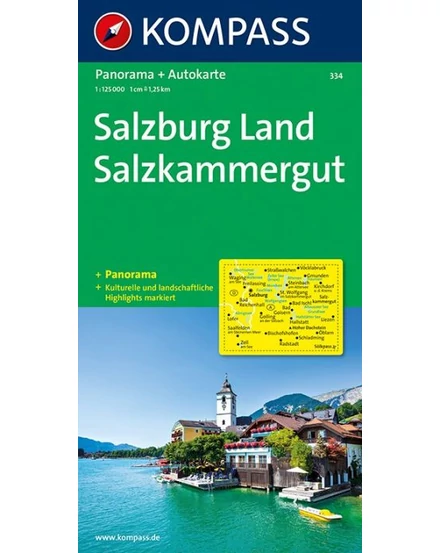 Cartographia-K 334 Salzburg si imrejurimi, Salzkammergut harta rutiera si panoramică-9783854911845