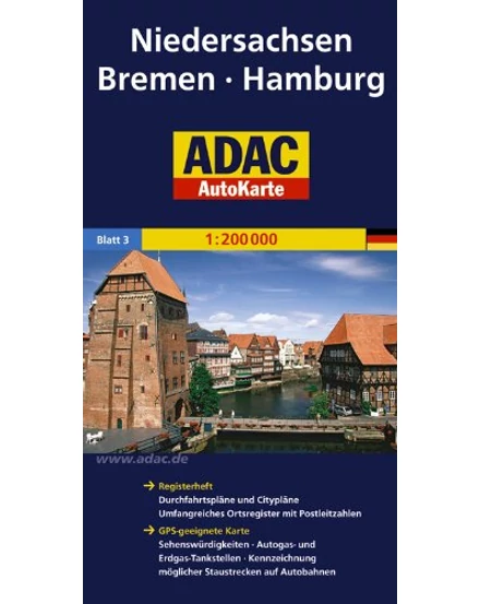 Cartographia-Saxonia-Inferioară, Bremen, Hamburg harta rutieră-9783826423024