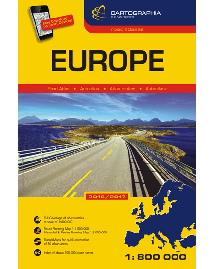 Cartographia-Atlasul Europei 1:800 000 2016/2017 (Outlet)-9789633521649