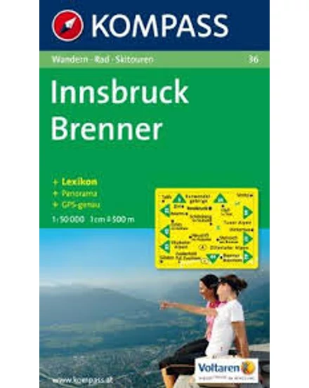 Cartographia-K 36 Innsbruck, Brenner harta turistică-9783854910404