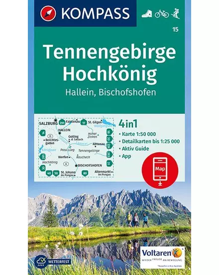 Cartographia-K 15 Tennengebirge Hochkönig harta turistică - Kompass-9783990443804