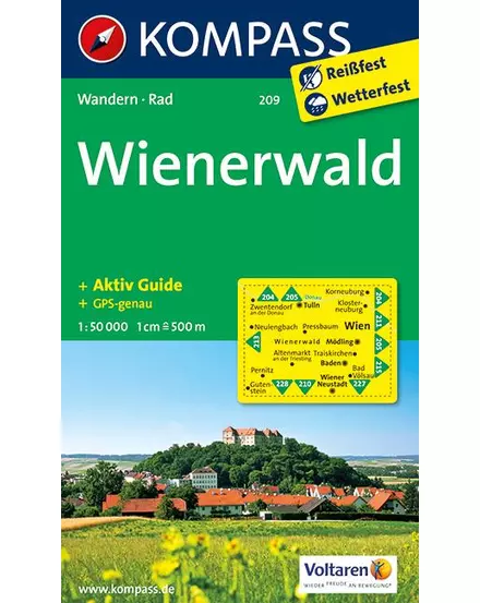 Cartographia-K 209 Padure din Wiena (Wienerwald) harta turistică-9783850268813