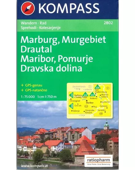 Cartographia-K 2802 Maribor, Pomurje, Drava harta turistică-9783850261357