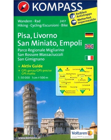 Cartographia-K 2457 Pisa, Livorno, San Miniato, Empoli harta turistică-9783850266017