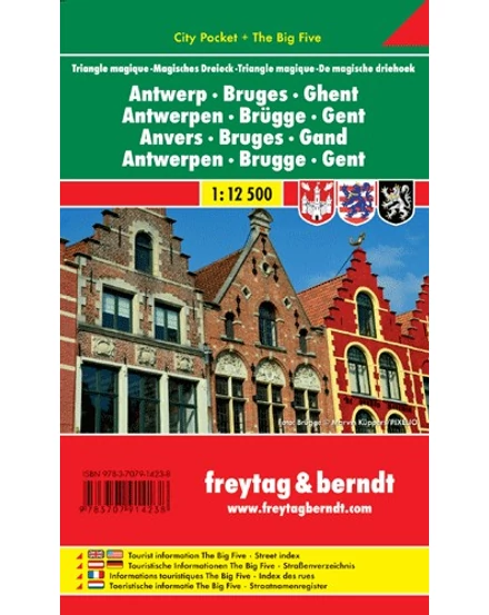 Cartographia-Antwerpen, Brügge, Gent City Pocket harta laminată (Freytag)-9783707914238