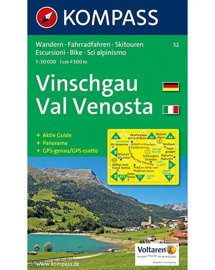 Cartographia-K 52 Val Venosa/Vinschgau harta turistică-9783854910589