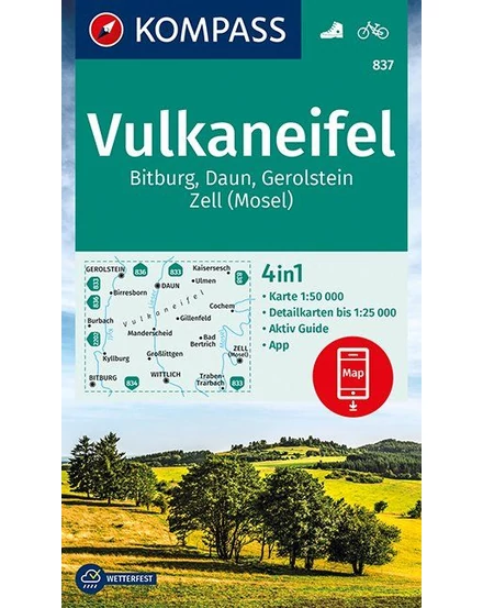 Cartographia-K 837 Vulkaneifel, Bitburg, Daun, Gerolstein, Zell (Mosel) harta turistică-9783990444658