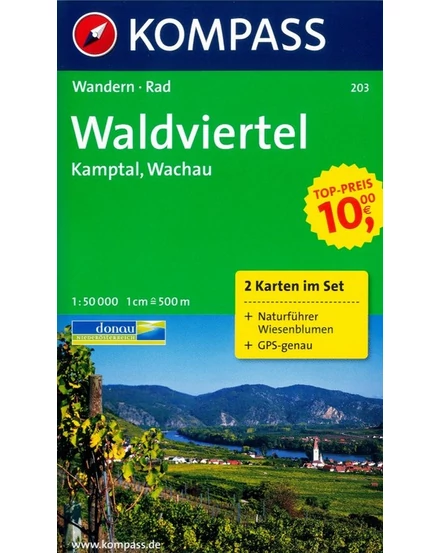 Cartographia-K 203 Waldviertel, Kamptal, Wachau harta turistică-9783854916604