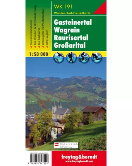 Cartographia - WK 191 Gasteinertal - Wagrain - Raurisertal - Grossarltall harta turistică