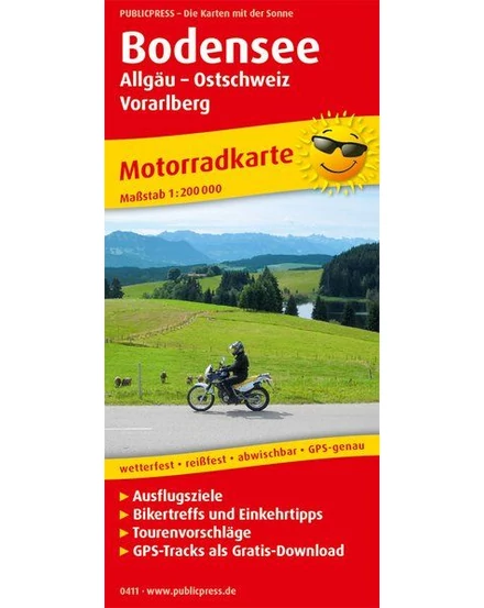 Cartographia - PP0411 Lacul Boden (Allgäu, Ostschweiz, Vorarlberg), harta pentru motorciclisti (moto), 1:200 000 - 9783747304112