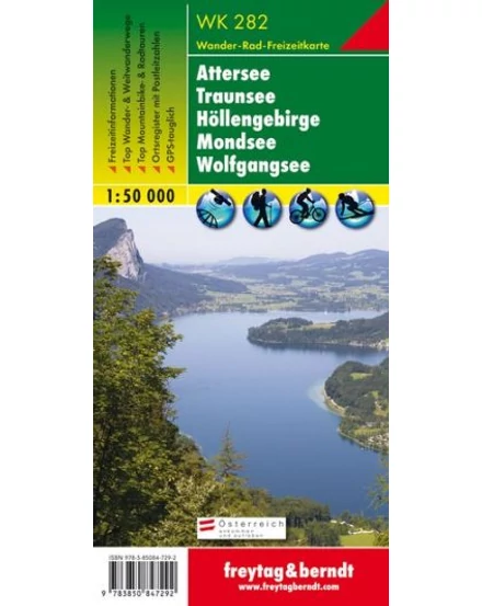Cartographia-WK282 Attersee - Traunsee, Höllengebirbe Mondsee Wolfgangsee (Freytag)-9783850847292