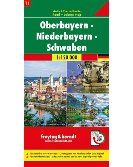 Cartographia - Bavaria, Swabia harta auto și de agrement - Freytag - 9783707918113