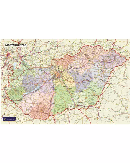Cartographia-Harta administrativa Ungaria, harta de perete (maghiară) 68x45 cm  -mărime la alegere