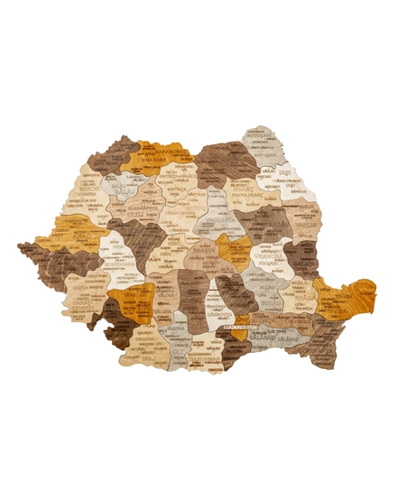 Cartographia - Harta Romania din lemn puzzle – Harta de perete - 80x60 cm - mix - romana