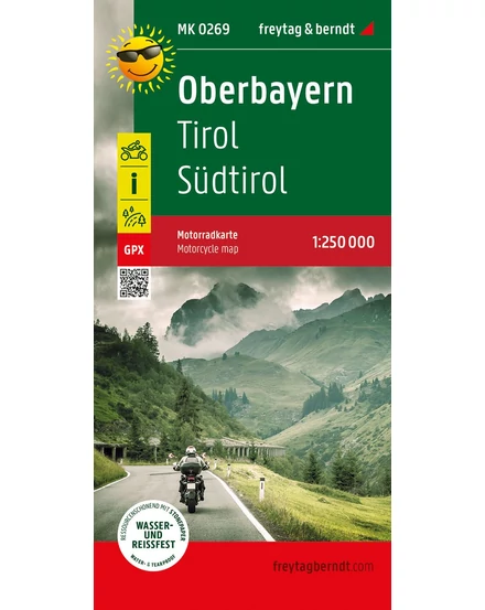 Cartographia - Bavaria Superioară - Tirol - Tirolul de Sud i harta pentru motociclisti  - 9783707919813
