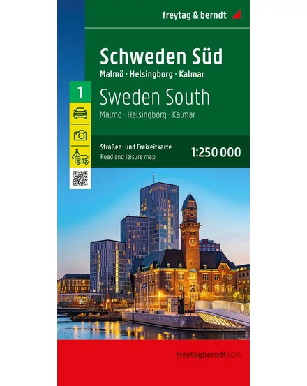 Cartographia-Hartă parțială a Suediei (1): Sud – Malmö – Helsingborg – Kalmar – hartă Freytag-9783707922868