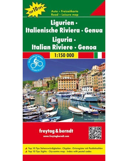 Cartographia-Liguria - Riviera Italiană - Genova harta de agrement și rutiera  (Freytag)-9783707915174