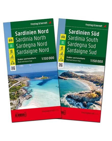 Cartographia - Sardinia - set 2 hărți auto și de agrement (Nord, Sud) - Freytag - 9783707922288