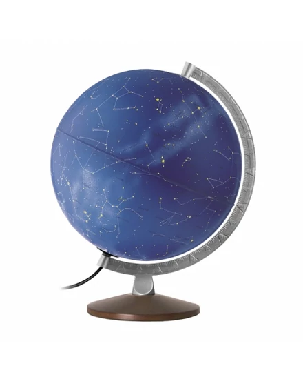Cartographia - Glob pamantesc iluminat Stellar Perla Plus 30 cm - cu constelatii, piedestal lemn, meridian metalic