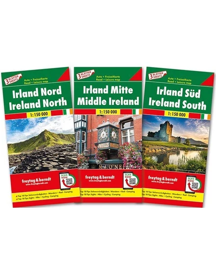 Cartographia - Irlanda set 3 hărți auto și de agrement - Freytag - 9783707918007
