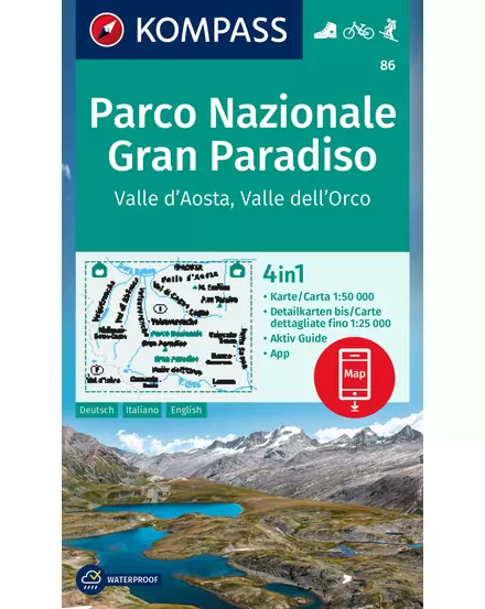Cartographia-K 86 Gran Paradiso Parc Național, Valle d'Aosta, Valle dell'Orco harta turistică-9783991217480