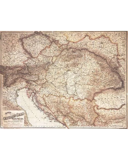 Cartographia-Hartă istorică Ungaria-Austria, 1890, format arcuit (Freytag)-9783850844826