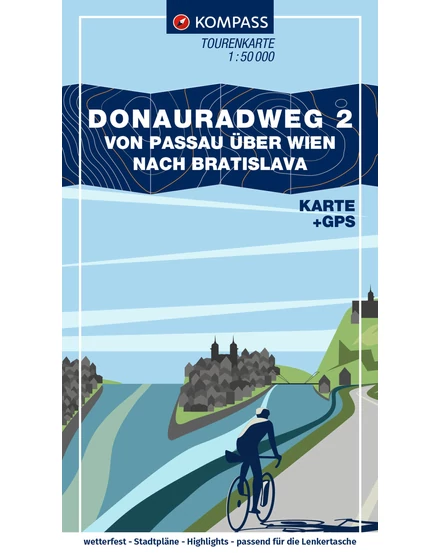 Cartographia-K 7004 Harta de ciclism al Dunarii 2. (de la Passau prin Viena la Bratislava)-9783991542841