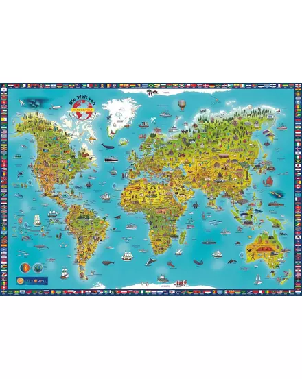Cartographia - Harta lumii - Animalele lumii - Harta lumii din lemn puzzle 3D cu animalele lumii 130x70 cm - maghiara 9783829719995