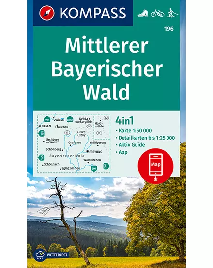 Cartographia-K 196 Pădurea Bavareză partea centrală harta turistică-9783990448823