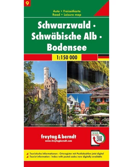 Cartographia - Germania regiunii  (9) Pădurea Neagră - Schwabische Alb - Lacul Boden harta auto - Freytag - 9783707918090