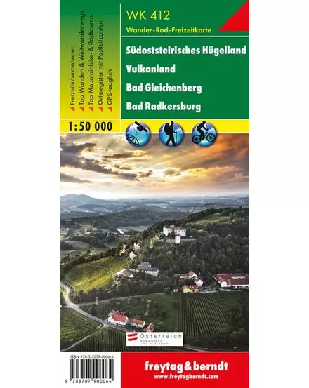 Cartographia-WK 412 Südoststeirisches Hügelland, Vulkanland, Bad Gleichenberg, Bad Radkersburg harta turistică - Freytag-9783707900064
