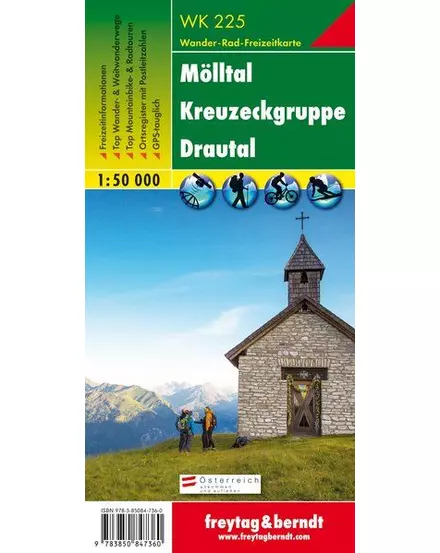Cartographia - WK225 Mölltal - Kreuzeckgruppe - Drautal harta turistică - Freytag - 9783850847360